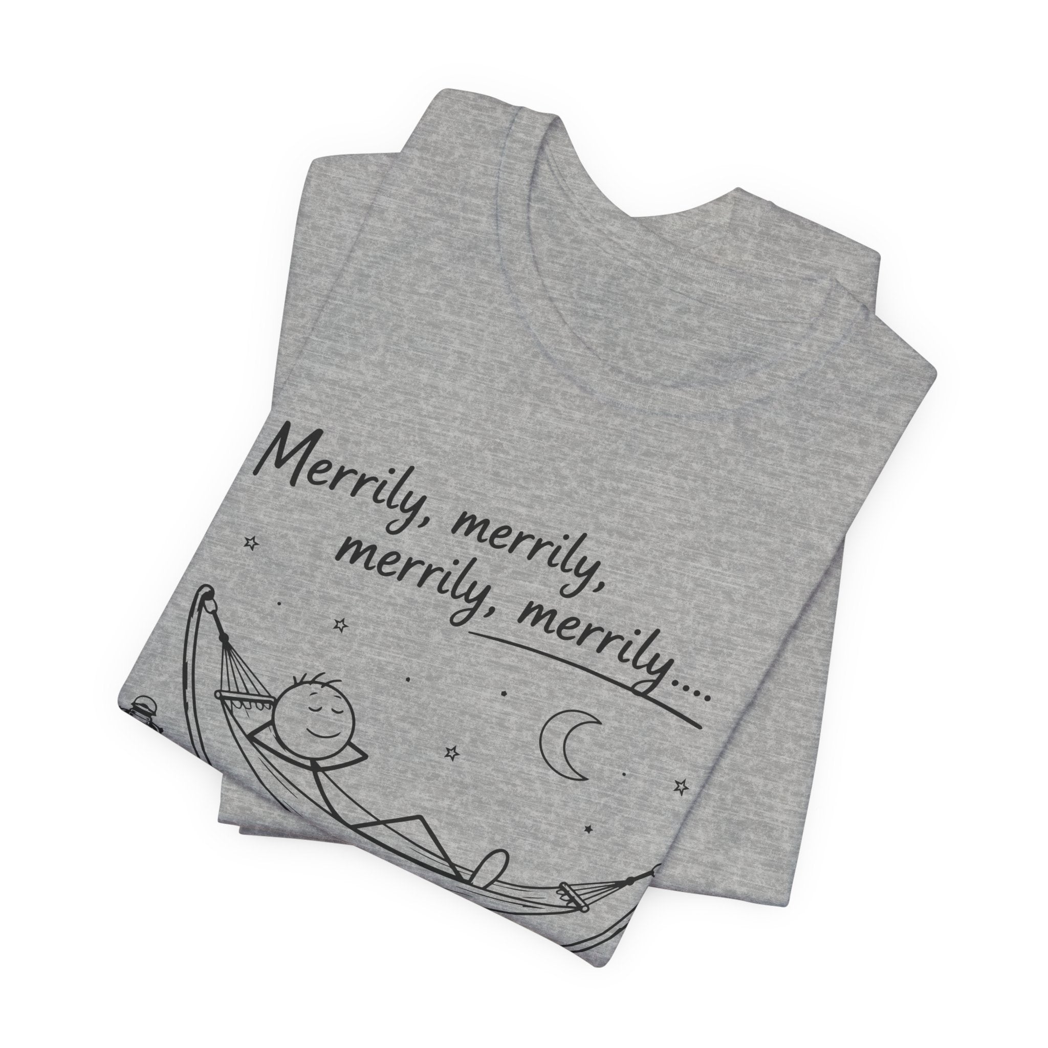 Merrily Merrily Hammock Tee – Relaxing Night Cat & Owl Graphic T-Shirt