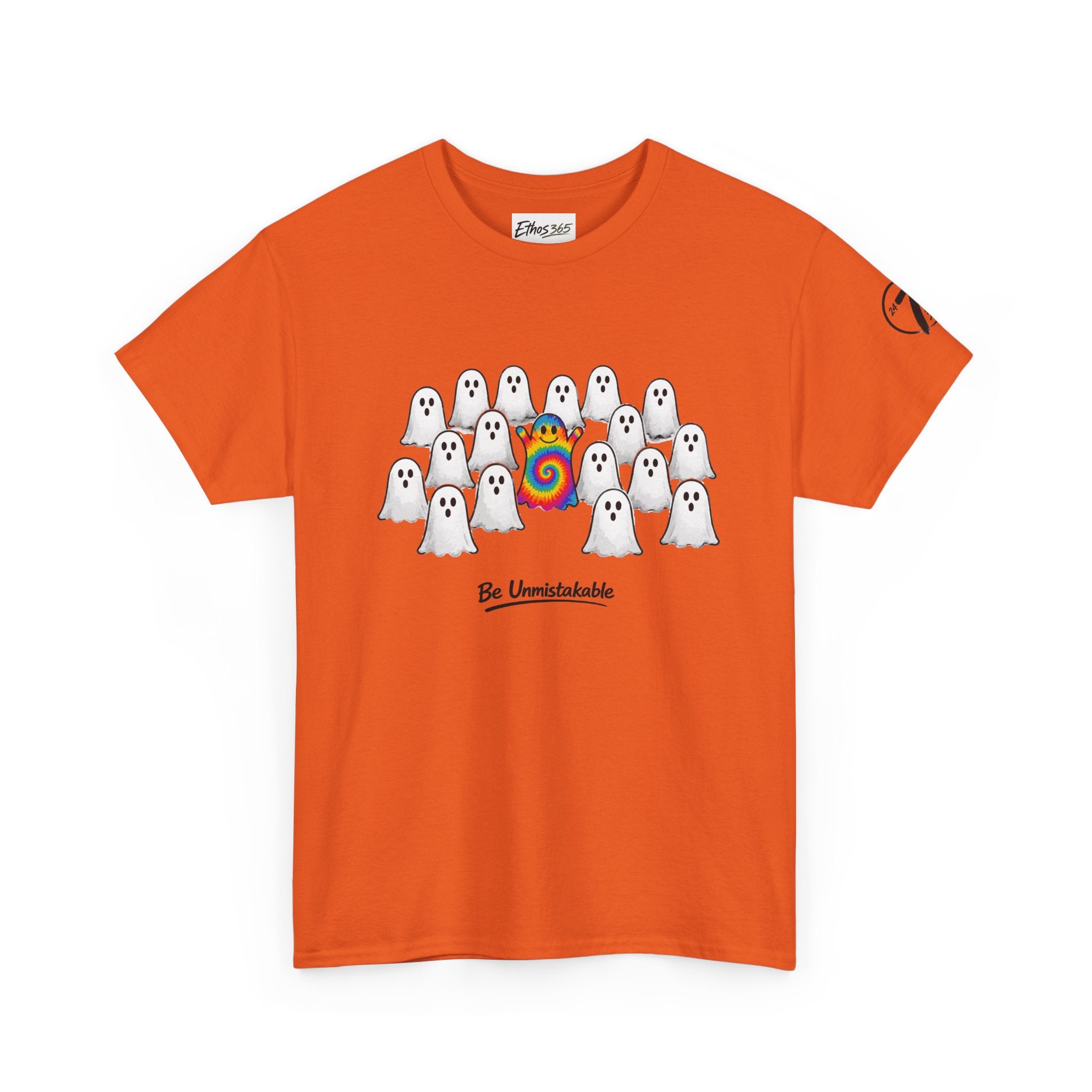 Tie Dye Ghost Shirt | Be Unmistakable Halloween T-Shirt | Colorful Fall Graphic Tee | Cute Positive Halloween Shirt