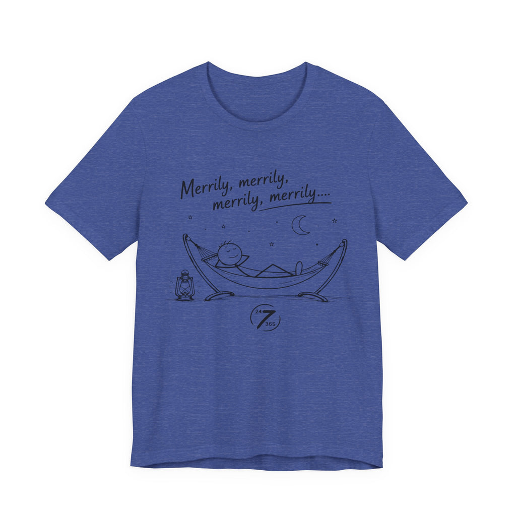 Merrily Merrily Hammock Tee – Relaxing Night Cat & Owl Graphic T-Shirt