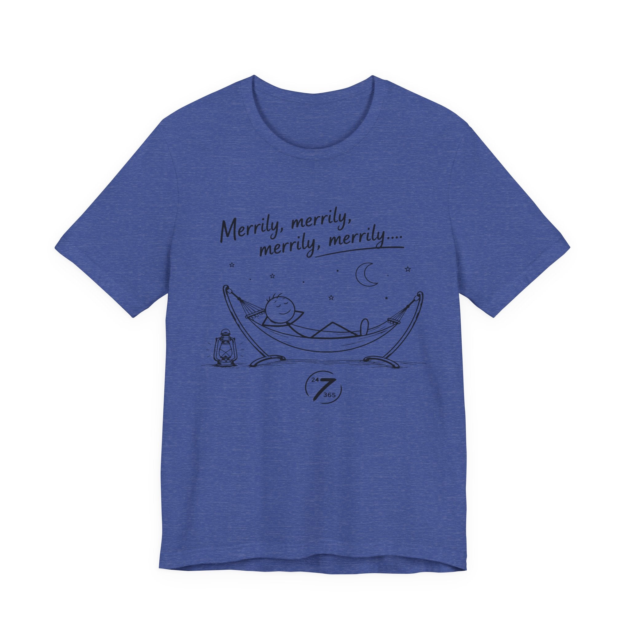 Merrily Merrily Hammock Tee – Relaxing Night Cat & Owl Graphic T-Shirt