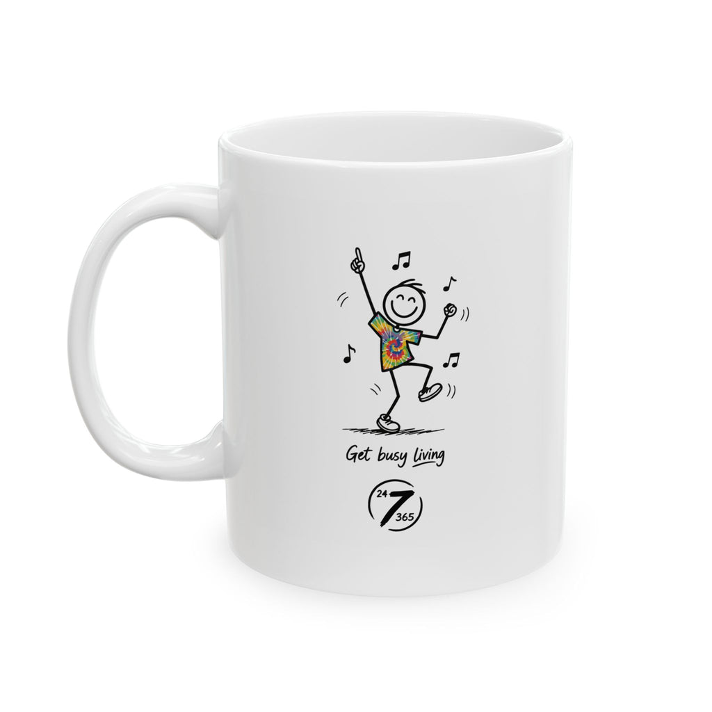 Ceramic Coffee Mug, Inspirational Ceramic Mug "Get busy Living", Motivational Quote Coffee Cup, Ethos365
