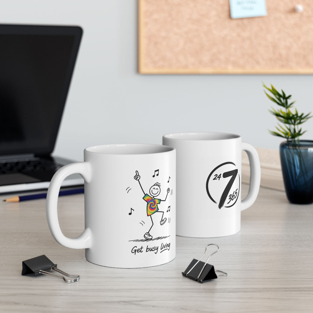 Ceramic Coffee Mug, Inspirational Ceramic Mug "Get busy Living", Motivational Quote Coffee Cup, Ethos365
