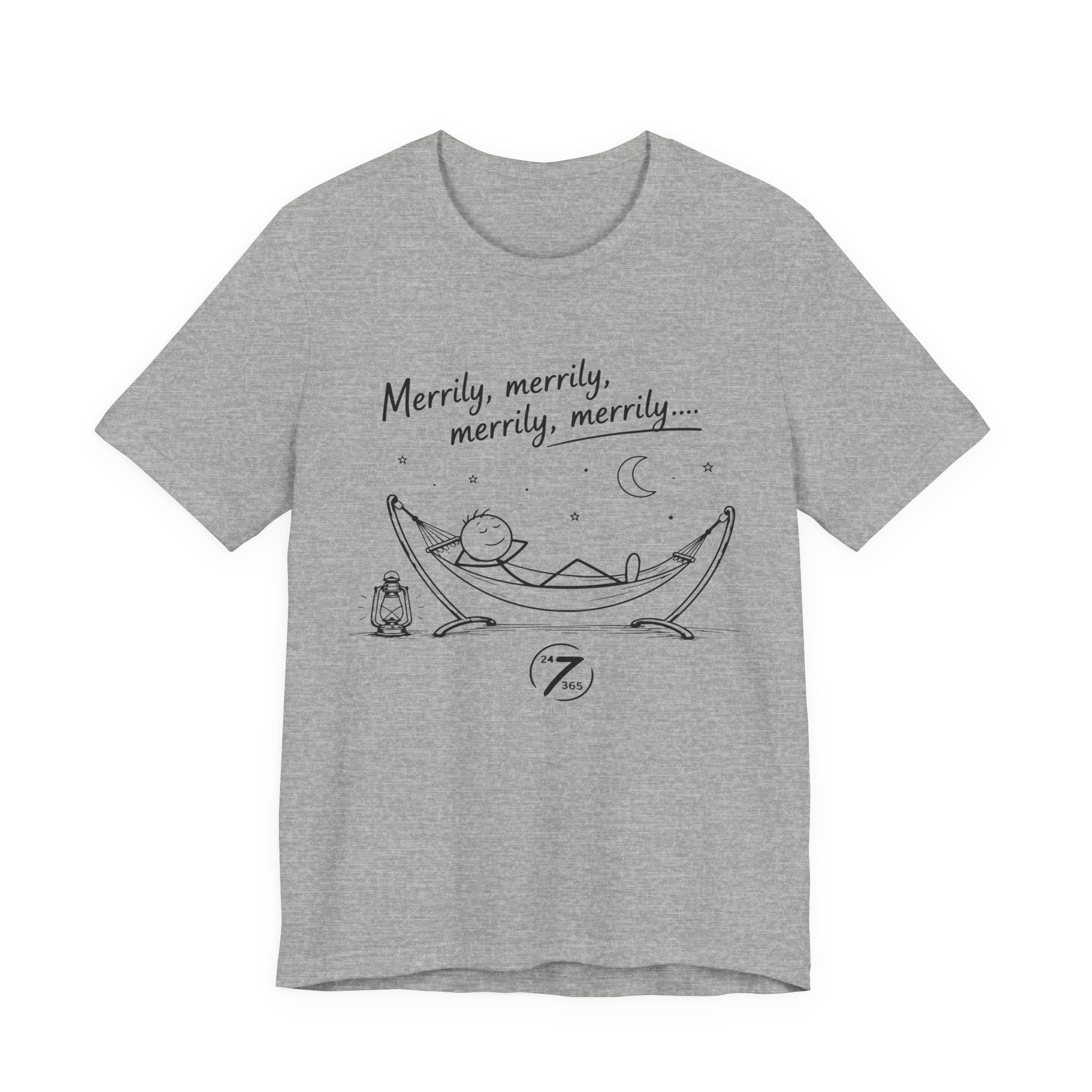 Merrily Merrily Hammock Tee – Relaxing Night Cat & Owl Graphic T-Shirt