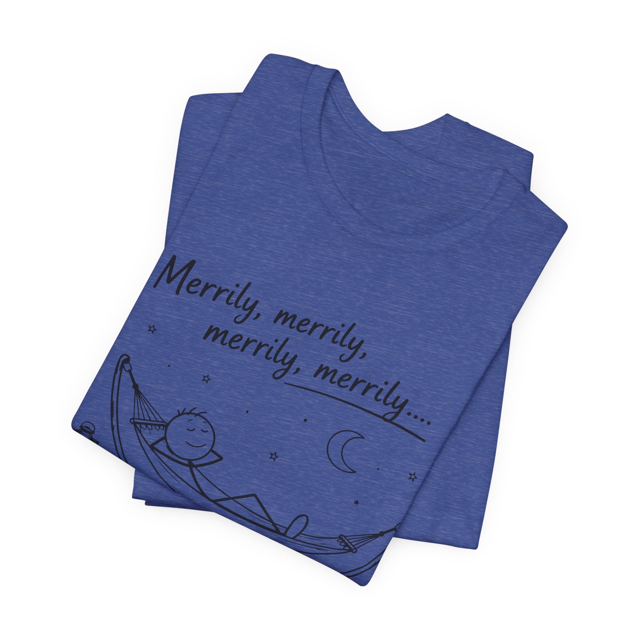 Merrily Merrily Hammock Tee – Relaxing Night Cat & Owl Graphic T-Shirt
