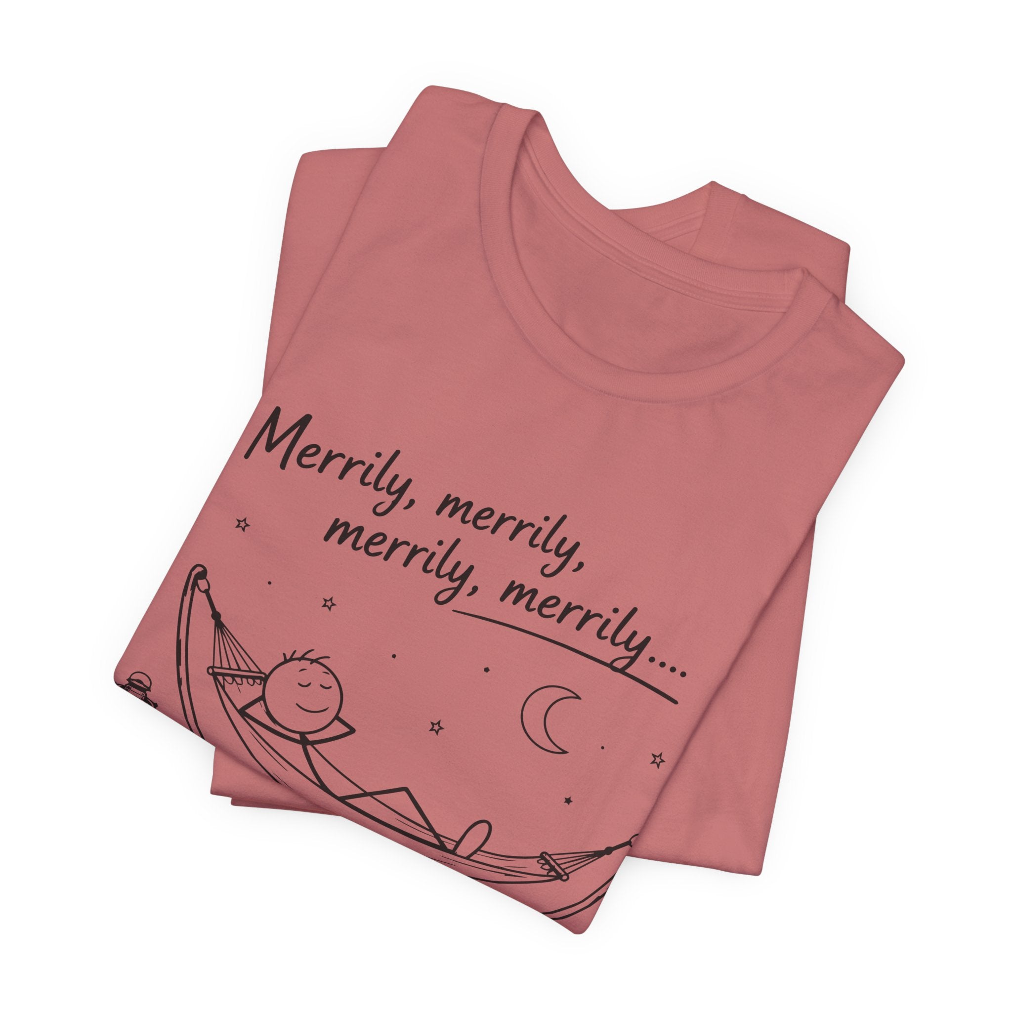 Merrily Merrily Hammock Tee – Relaxing Night Cat & Owl Graphic T-Shirt