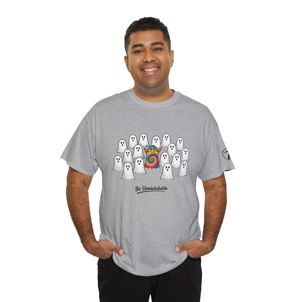 Tie Dye Ghost Shirt | Be Unmistakable Halloween T-Shirt | Colorful Fall Graphic Tee | Cute Positive Halloween Shirt