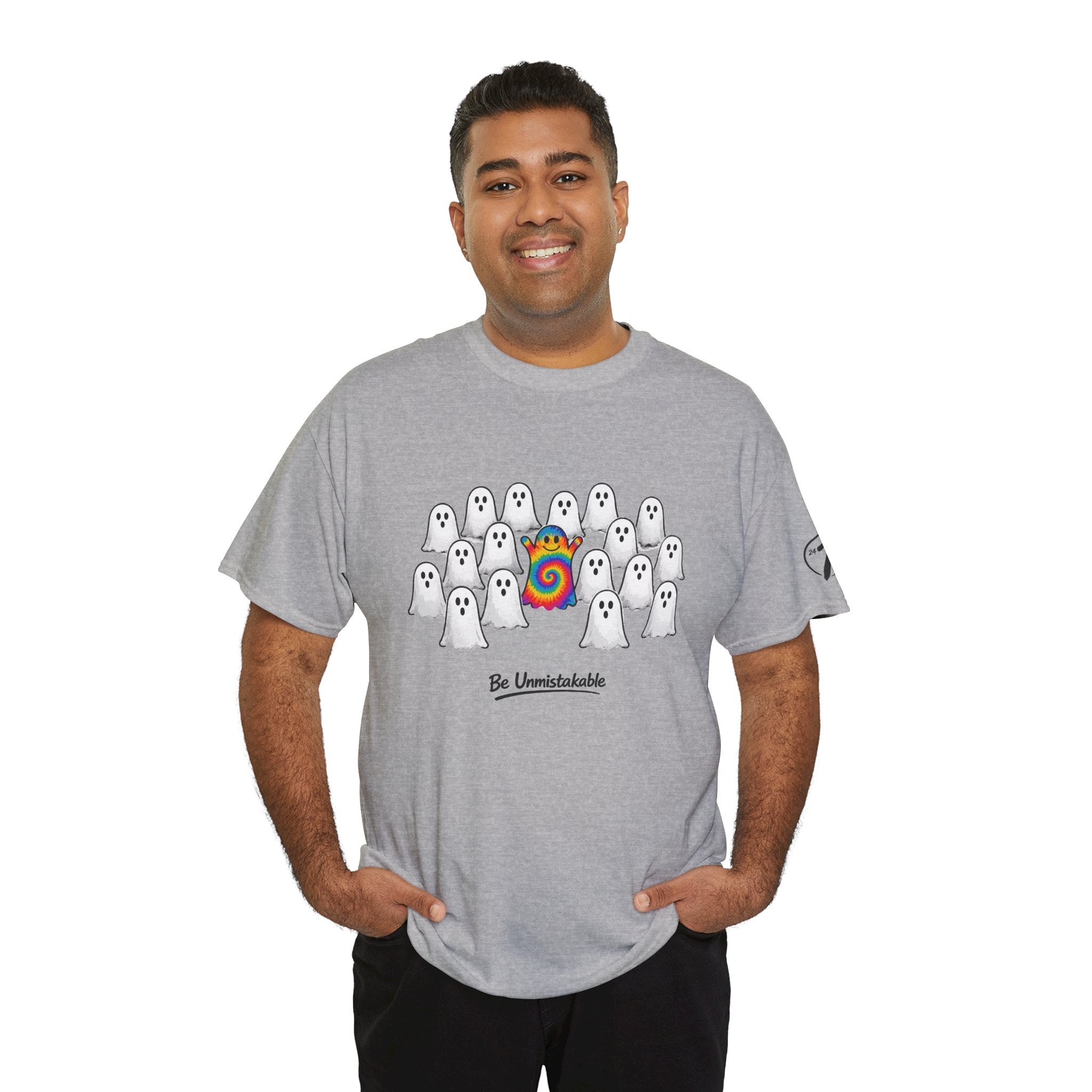 Tie Dye Ghost Shirt | Be Unmistakable Halloween T-Shirt | Colorful Fall Graphic Tee | Cute Positive Halloween Shirt