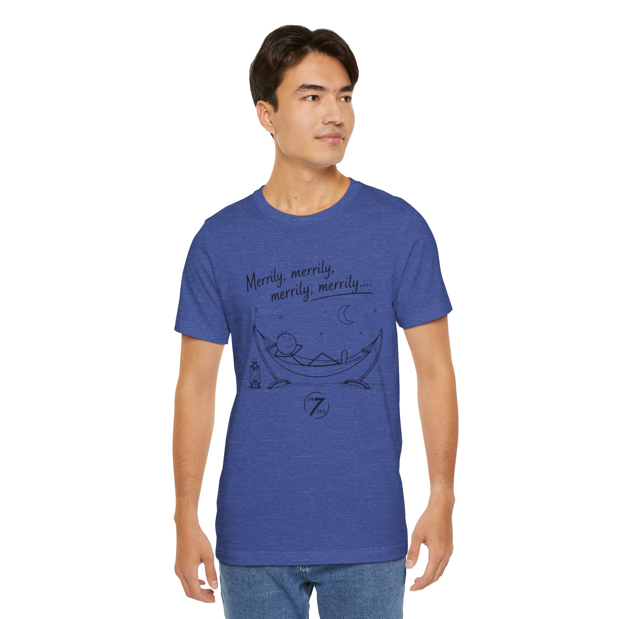 Merrily Merrily Hammock Tee – Relaxing Night Cat & Owl Graphic T-Shirt