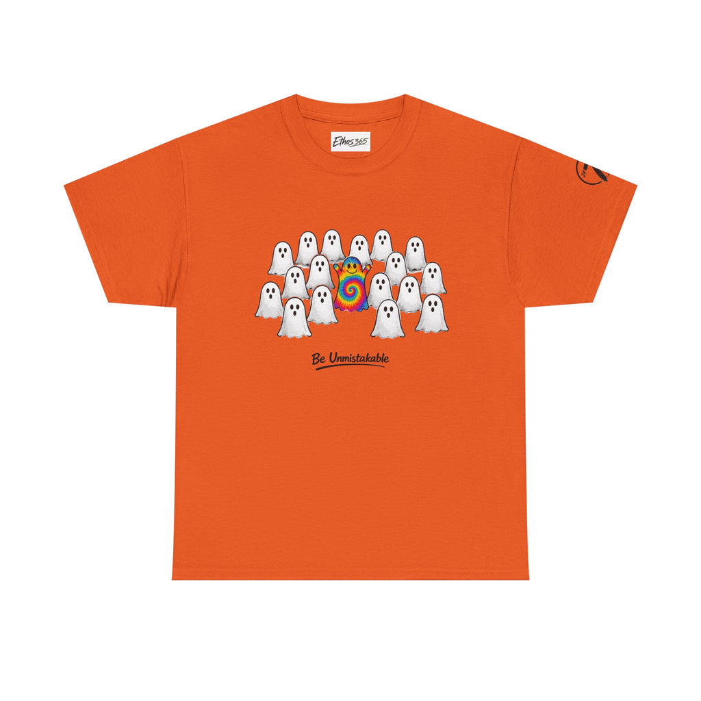 Tie Dye Ghost Shirt | Be Unmistakable Halloween T-Shirt | Colorful Fall Graphic Tee | Cute Positive Halloween Shirt