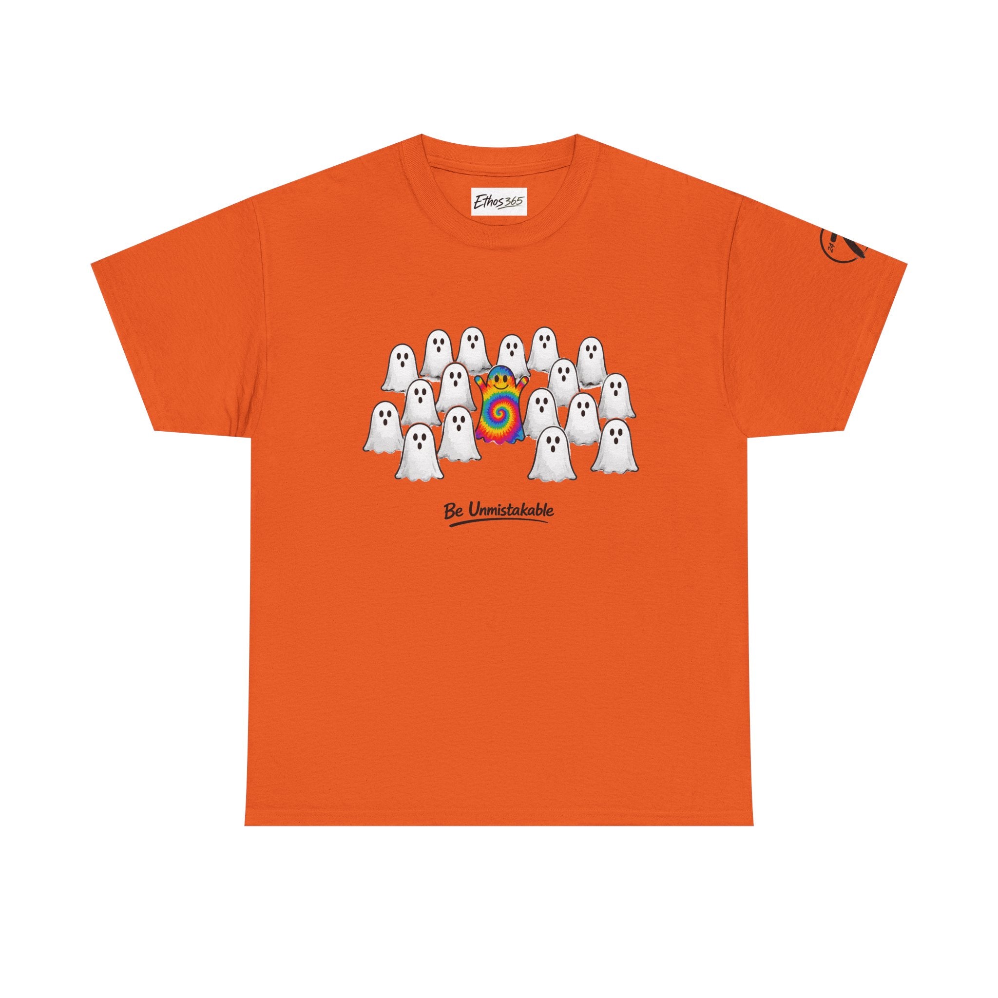 Tie Dye Ghost Shirt | Be Unmistakable Halloween T-Shirt | Colorful Fall Graphic Tee | Cute Positive Halloween Shirt