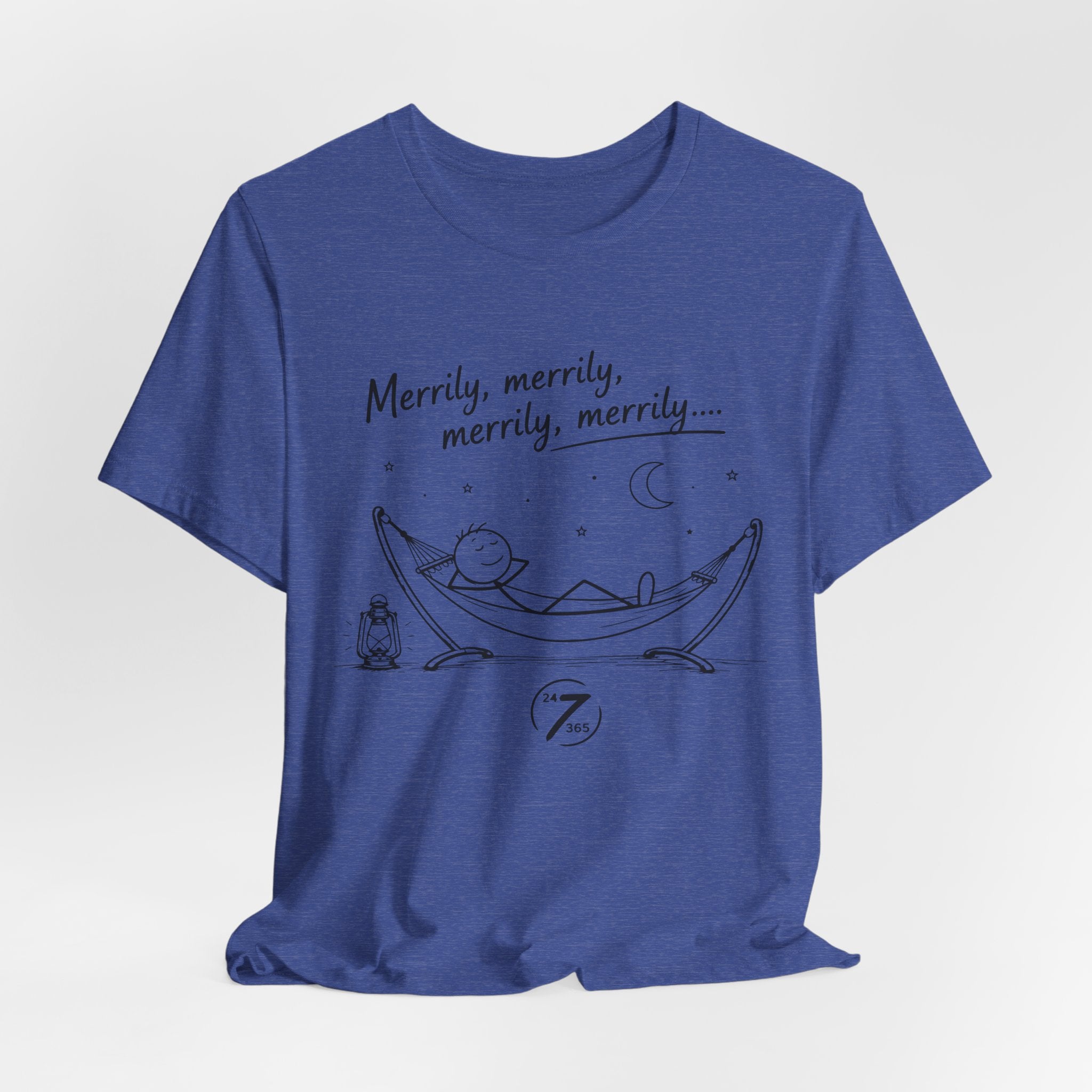 Merrily Merrily Hammock Tee – Relaxing Night Cat & Owl Graphic T-Shirt
