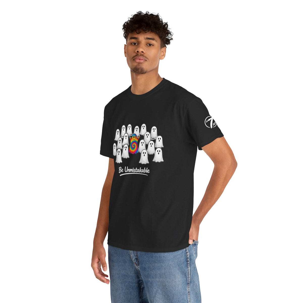 Tie Dye Ghost Shirt | Be Unmistakable Halloween T-Shirt | Colorful Fall Graphic Tee | Cute Positive Halloween Shirt