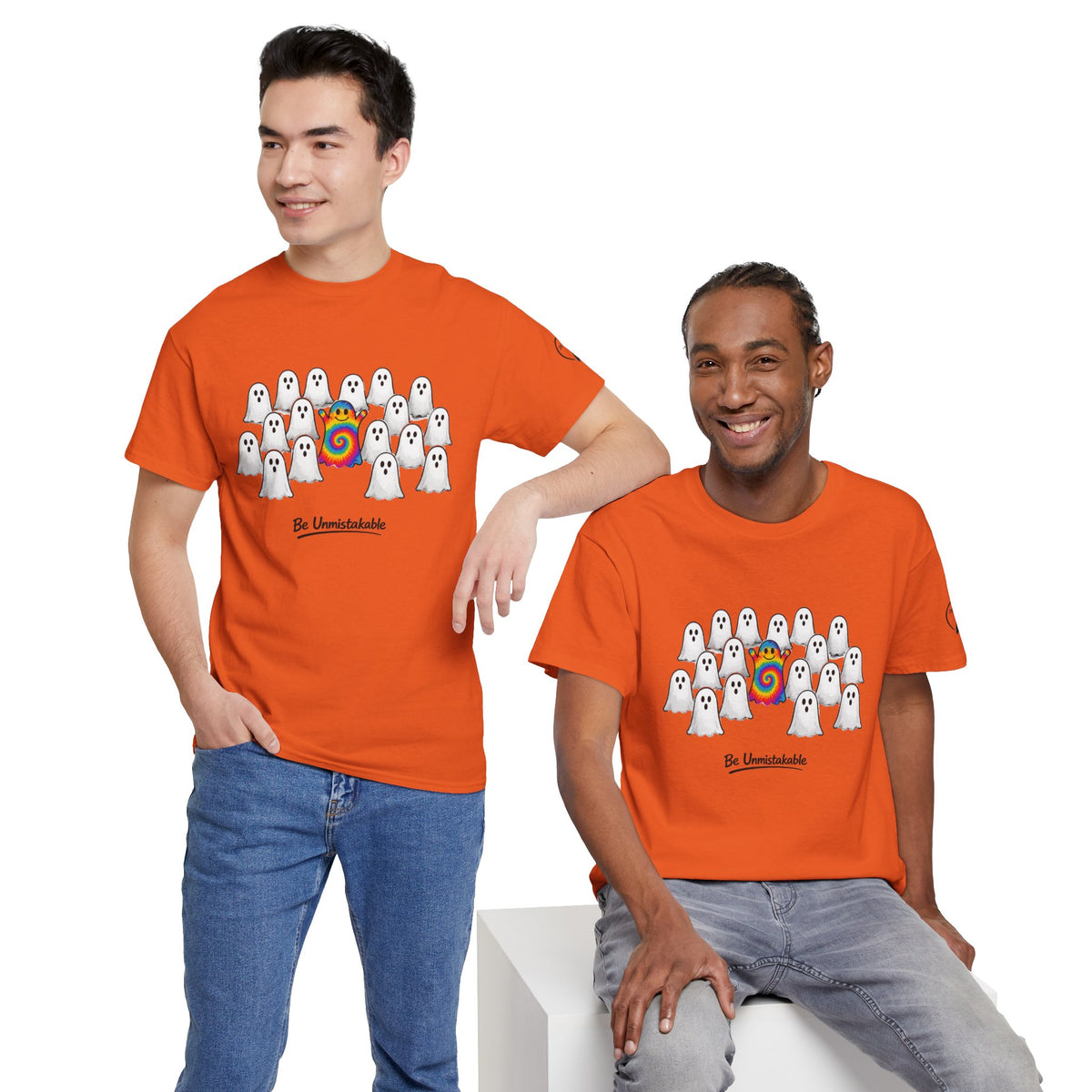 Tie Dye Ghost Shirt | Be Unmistakable Halloween T-Shirt | Colorful Fall Graphic Tee | Cute Positive Halloween Shirt