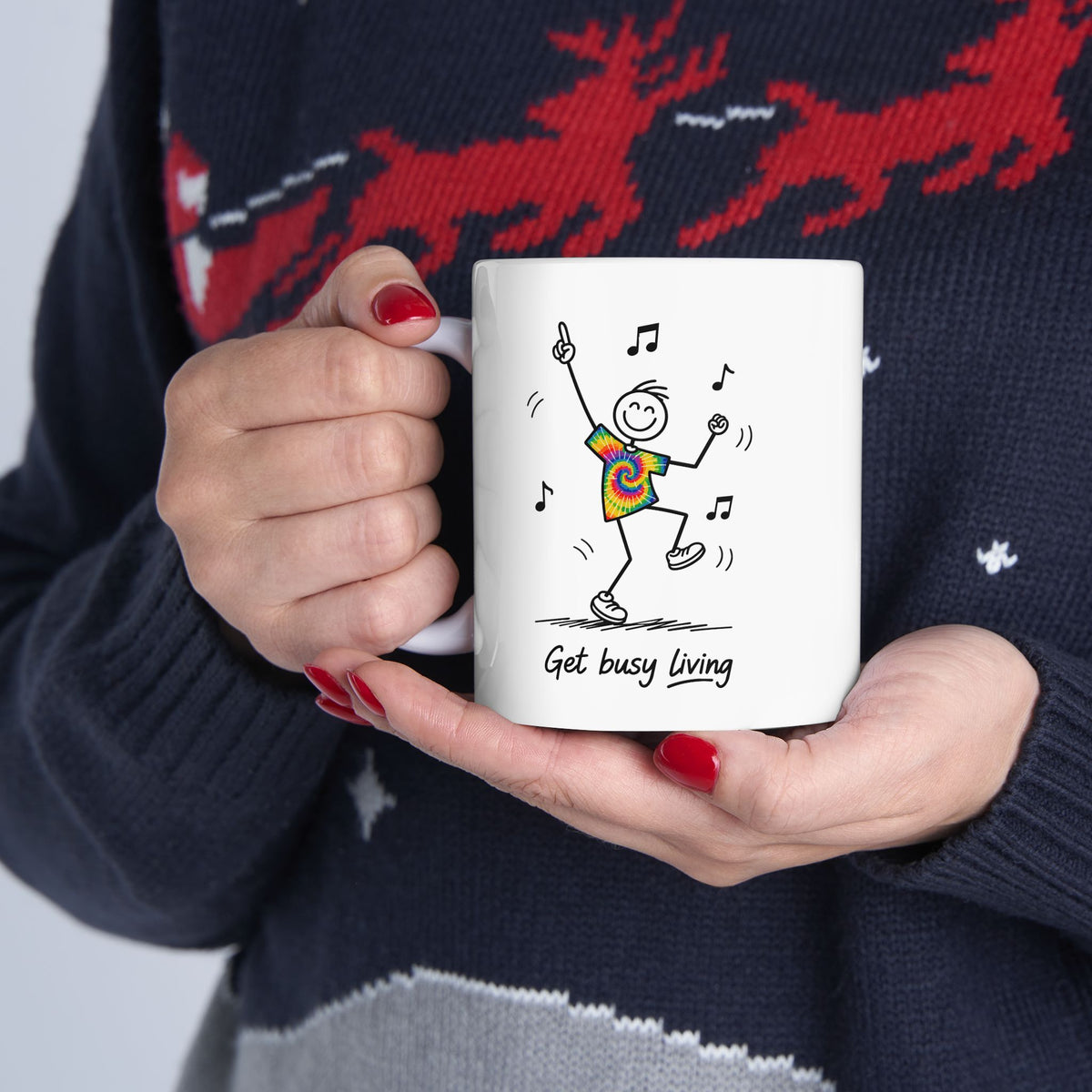 Ceramic Coffee Mug, Inspirational Ceramic Mug "Get busy Living", Motivational Quote Coffee Cup, Ethos365